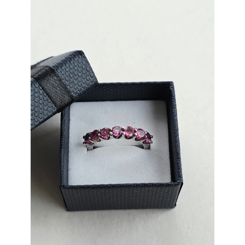 Rhodolite Garnet 925 Sterling Silver Ring January Birthstone Band Size 7.25